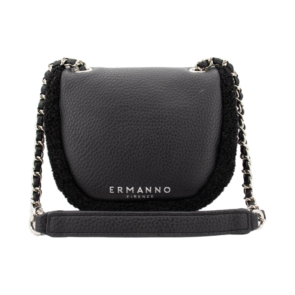 Ermanno Scervino Schapenvacht Mini Schoudertas met Bontafwerking Black Dames