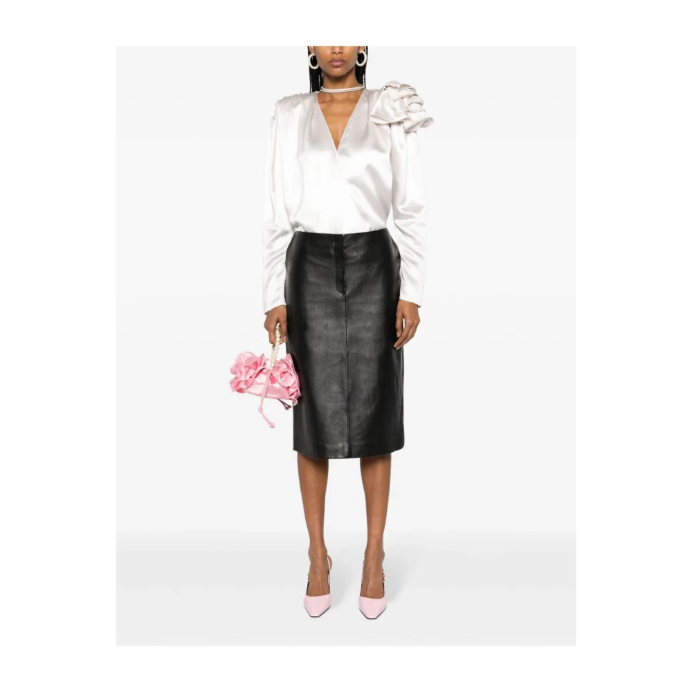 Magda Butrym Zwarte Leren Rok Black Dames