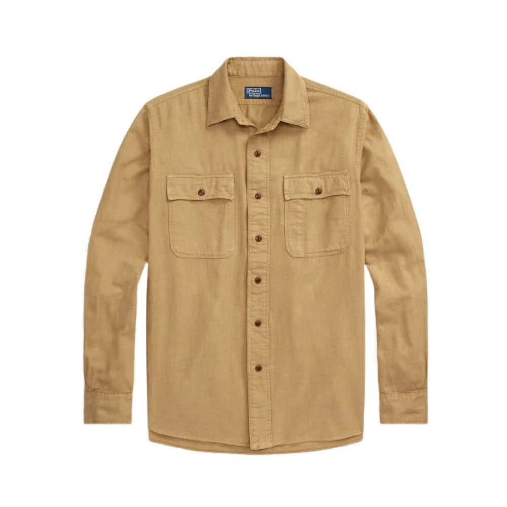 Polo Ralph Lauren Geborsteld katoenen werkkleding overhemd Brown Heren