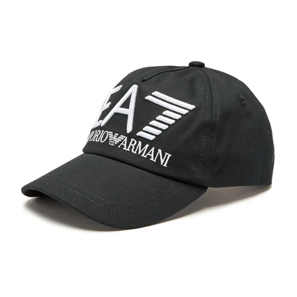 Emporio Armani Ea7 Svart Bomullskeps - Broderad Logotyp