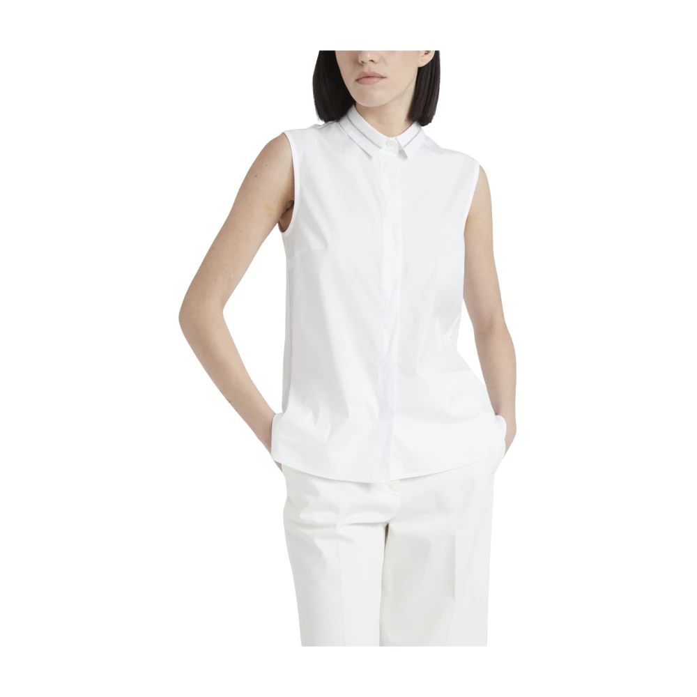 PESERICO Mouwloze Poplin Overhemd White Dames
