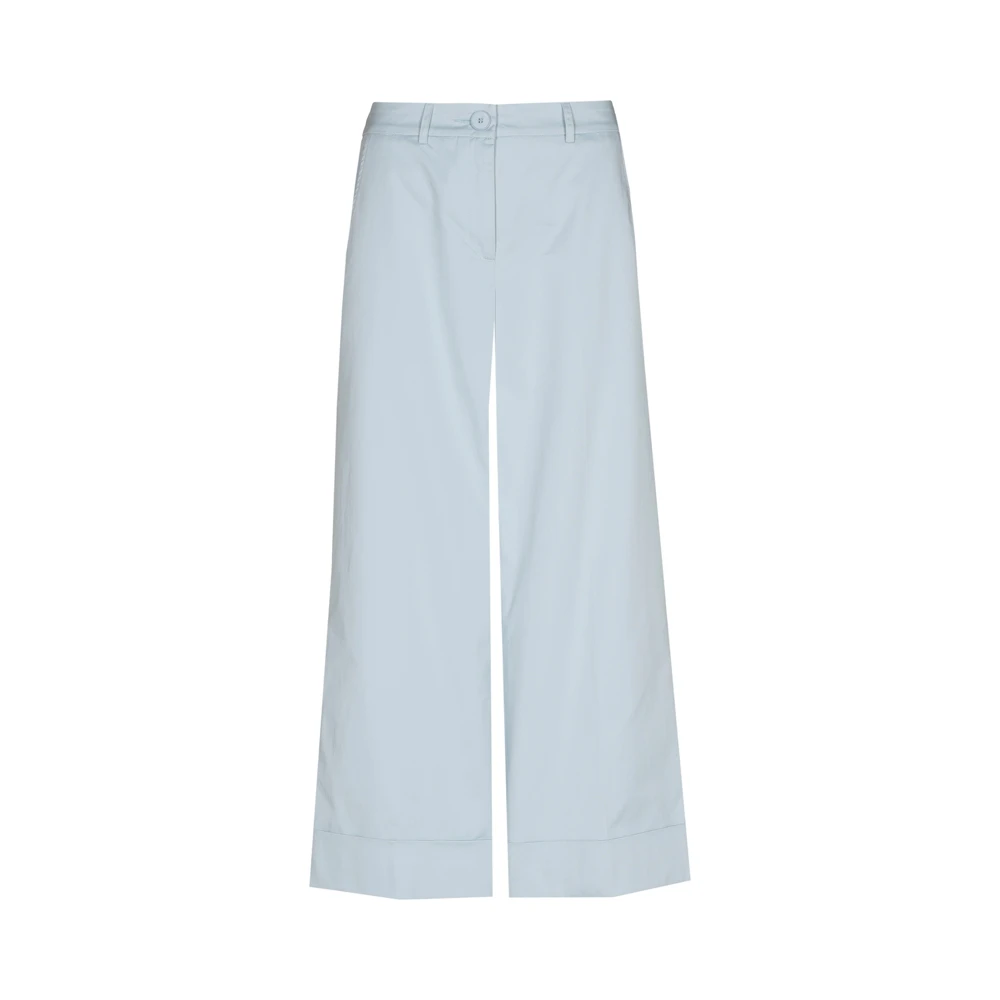 Marie Méro Moderne Wijde Pijp Katoenen Broek Blue Dames