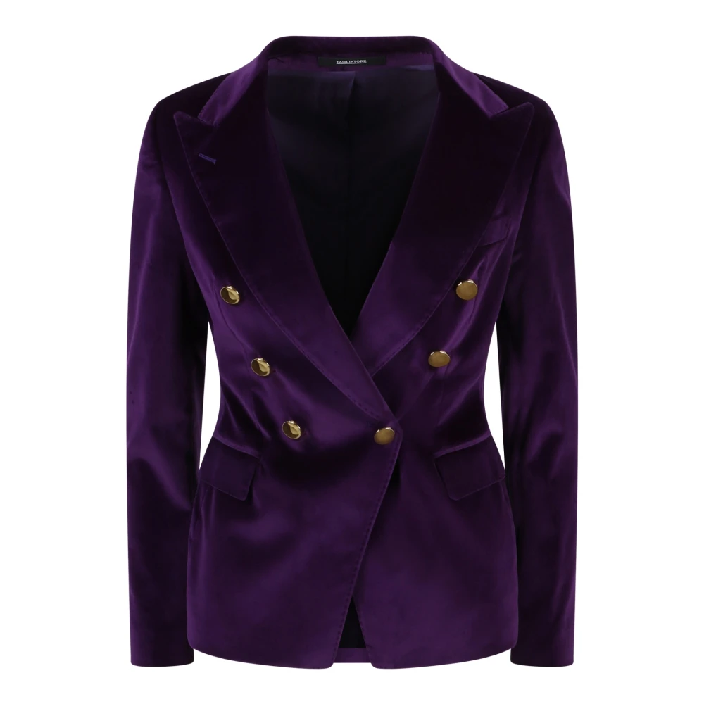 Tagliatore Velvet Dubbelrijige Blazer Purple Dames