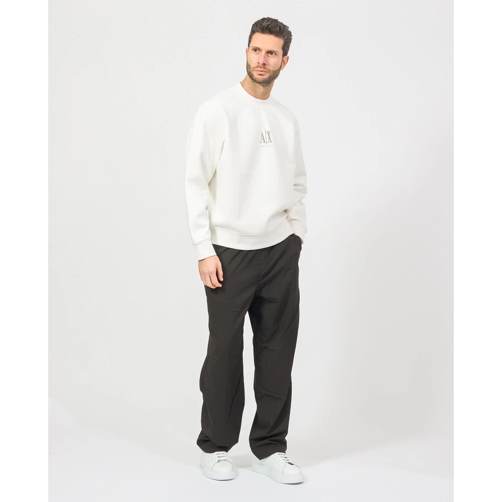 Armani Exchange Witte Crewneck Sweater met Voorlogo White Heren
