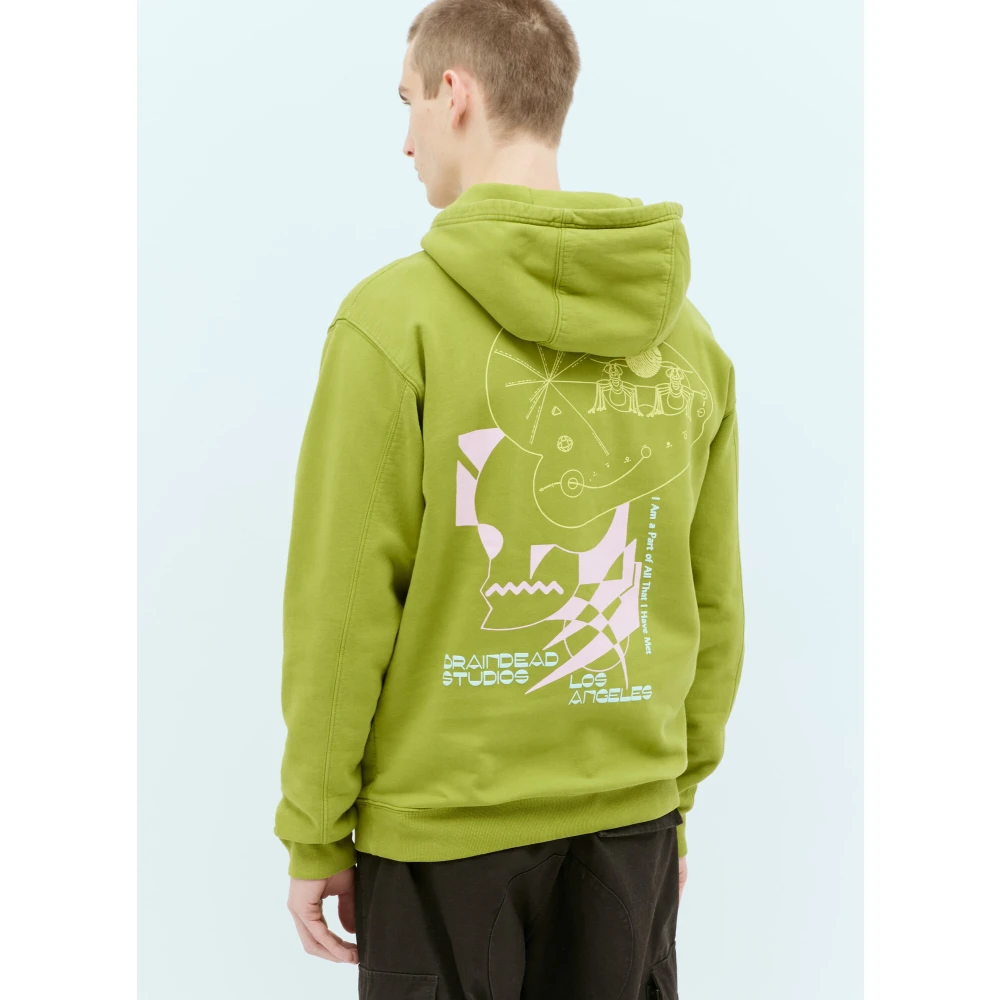 Brain Dead Vuur Hoodie Katoen Fleece Green Heren