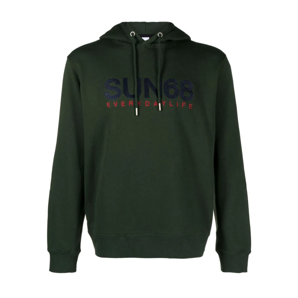 Sun68 Geborduurde Logo Hoodie Green Heren