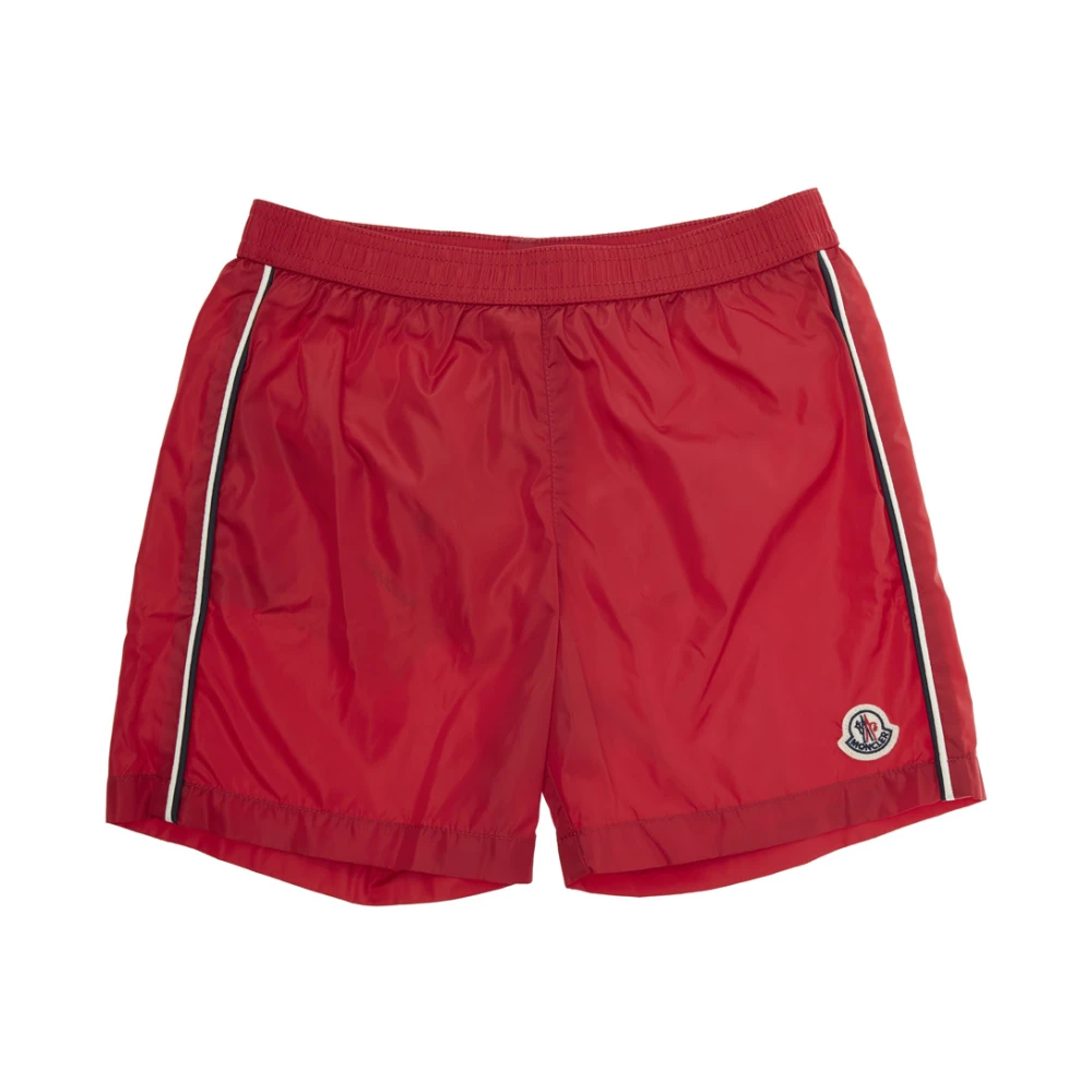 Moncler Red Kids Swimming Trunks, Male, 4 Y, Sea Swimsuit With Logo Patch