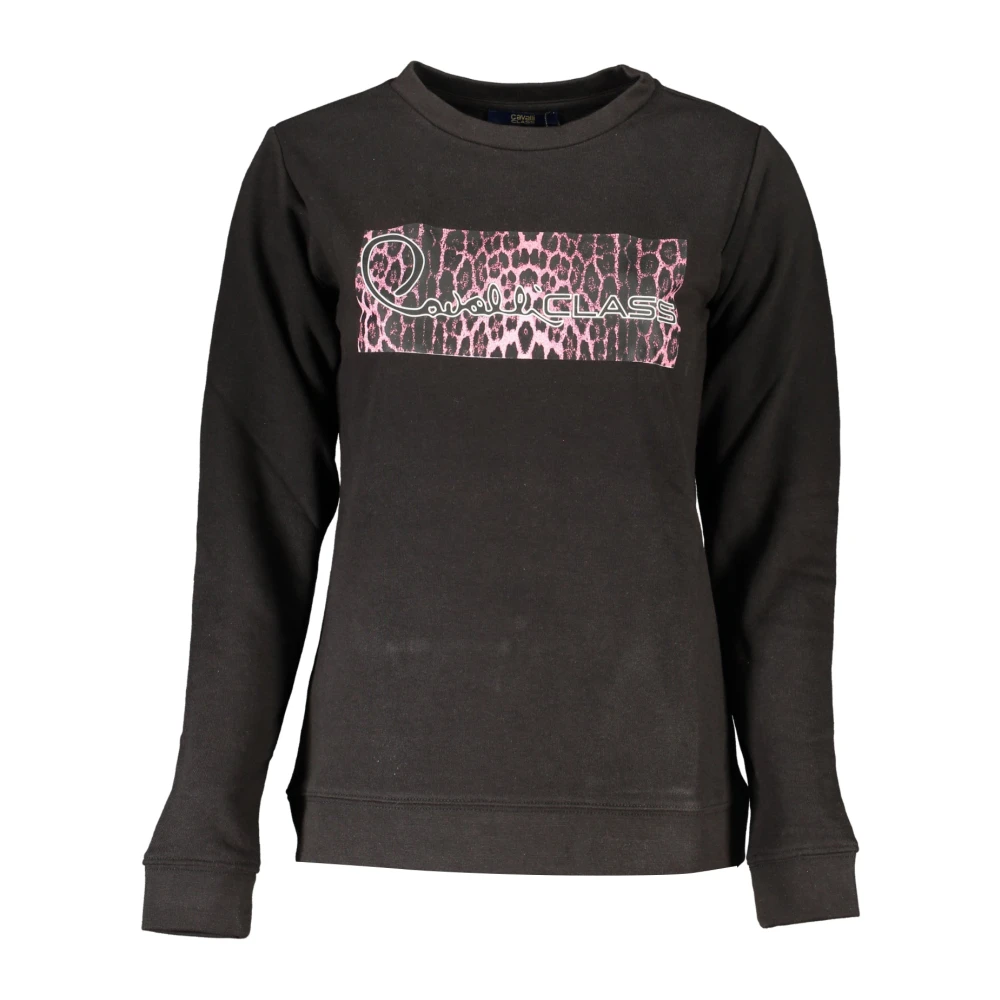 Cavalli Class Zwarte trui met lange mouwen en print Black Dames