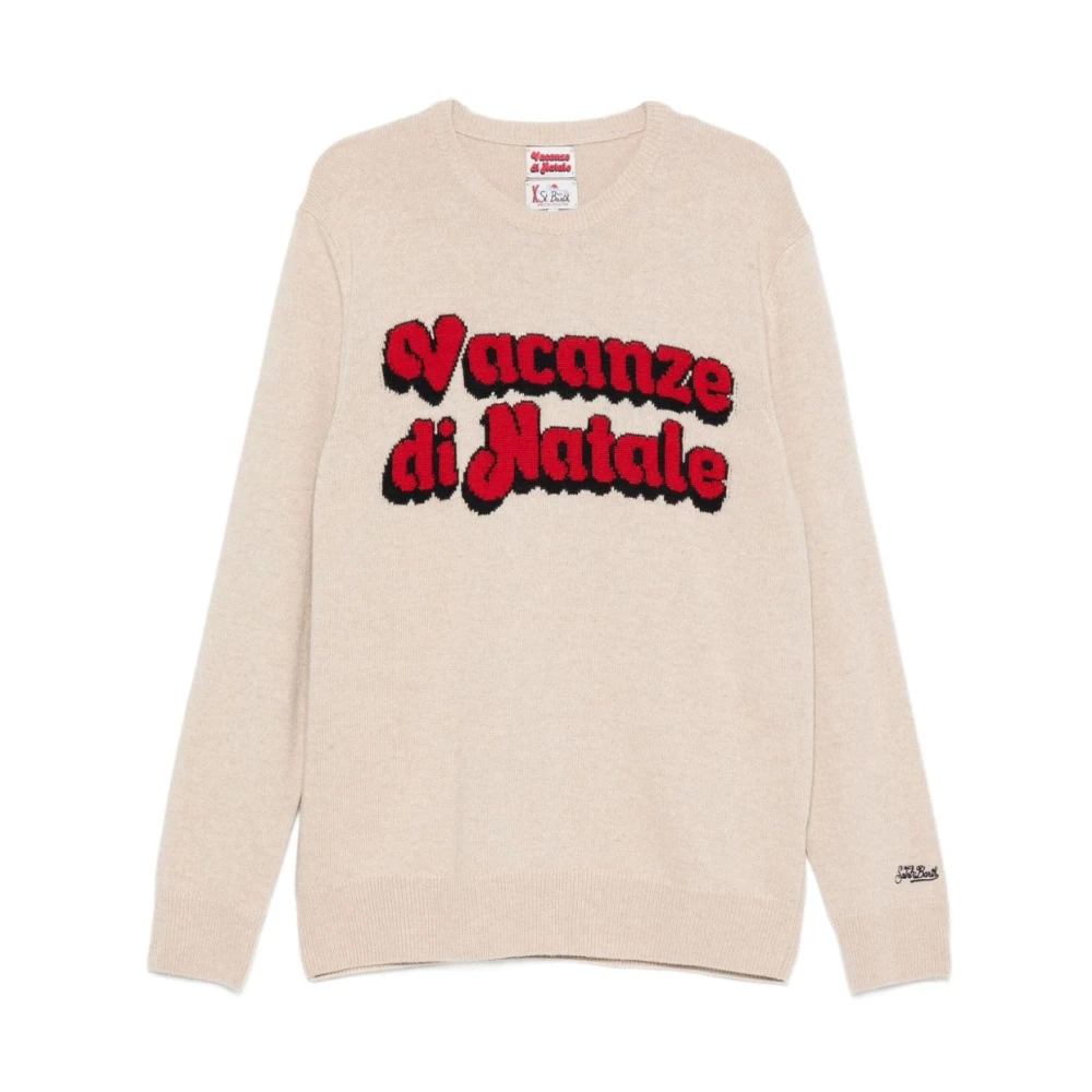 Mc2 Saint Barth Beige Round-Neck Knitwear, Male, S, Jumpers