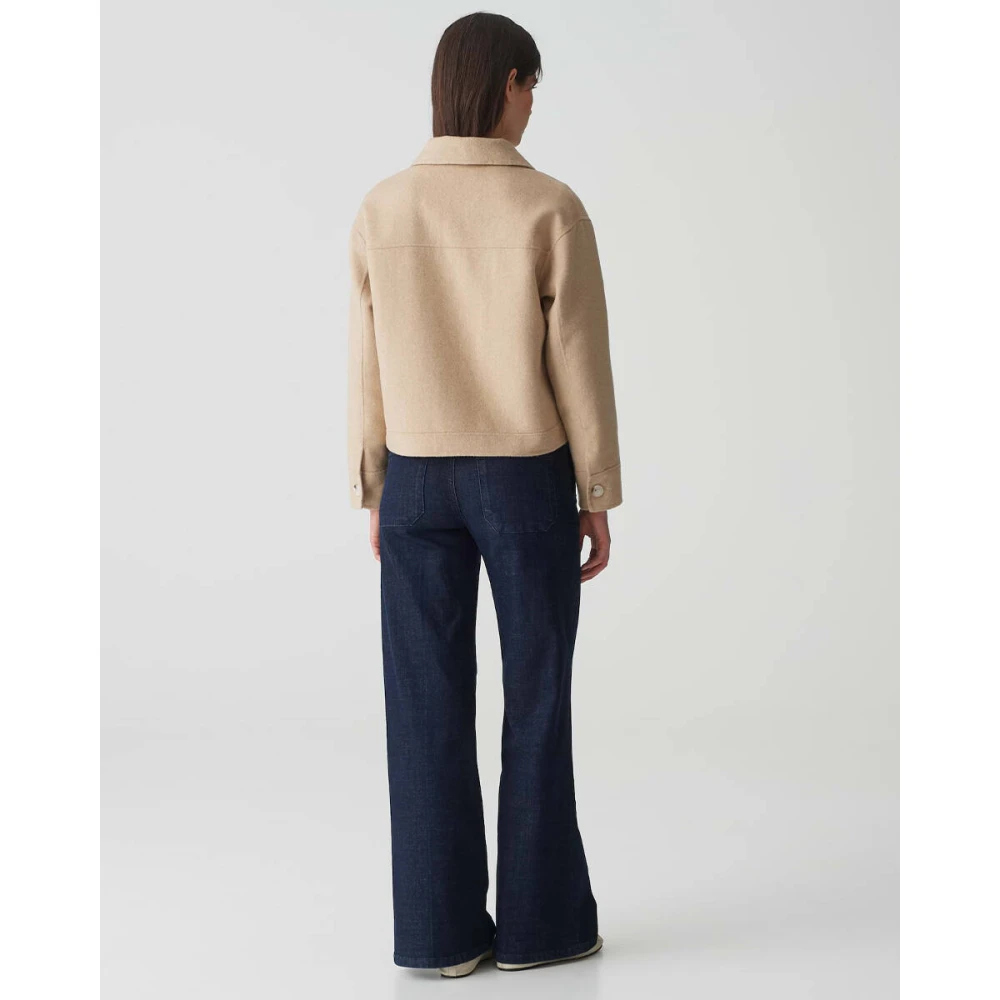 Opus Stijlvolle Jas met Hatilli Detail Beige Dames
