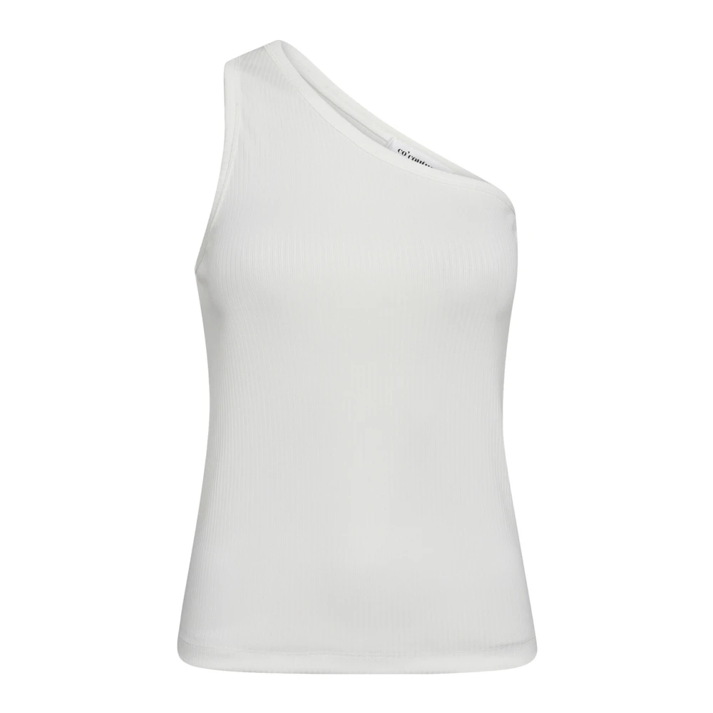 Co'Couture Asymmetrische Rib Tank Top Off White Dames
