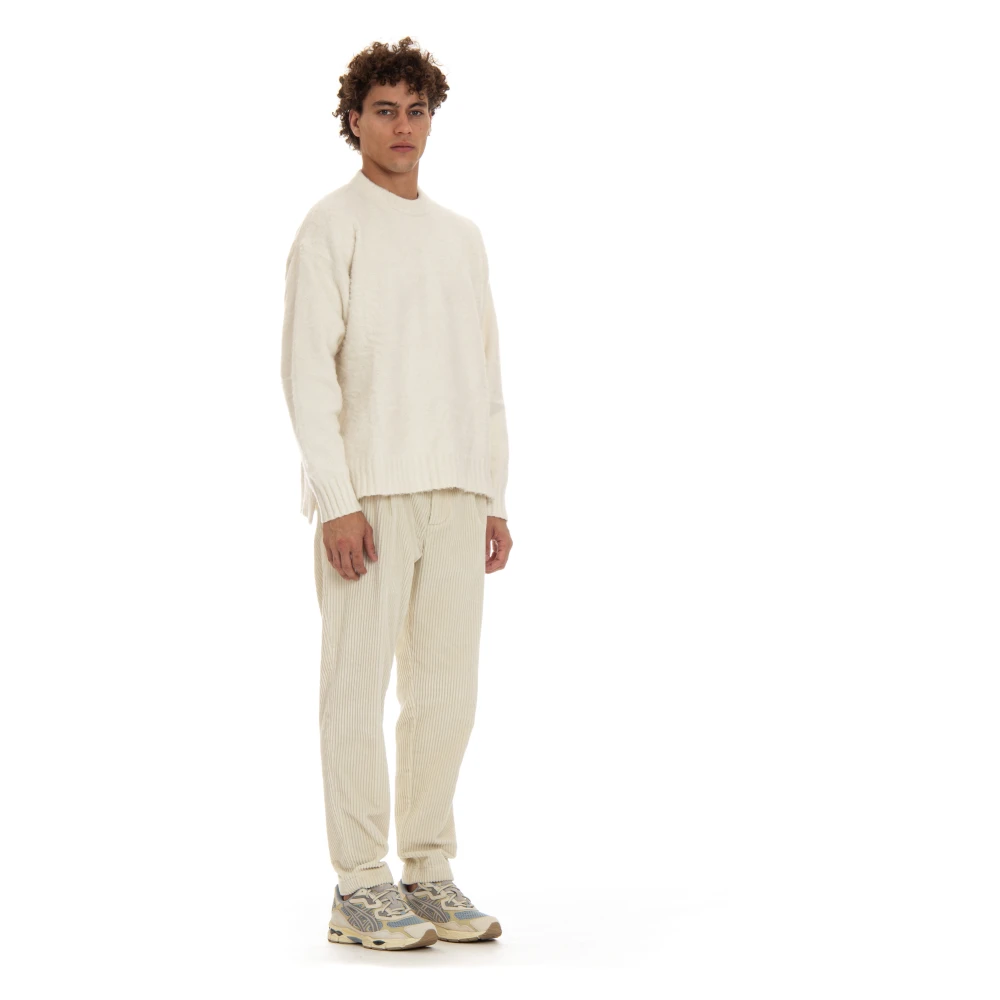 Roberto Collina Oversized Katoenen Trui met Splitten Beige Heren