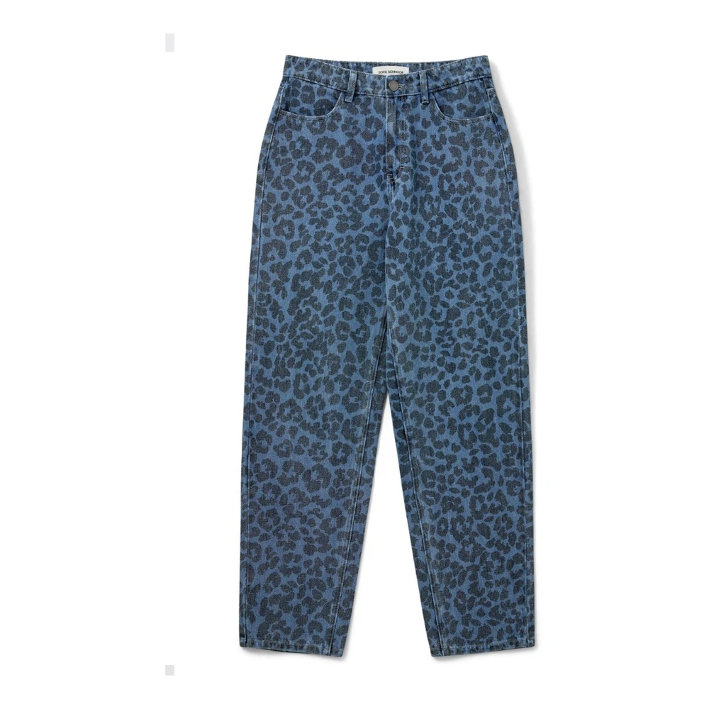 Sofie Schnoor Blauwe Denim Mom Jeans met Luipaardprint Blue Dames