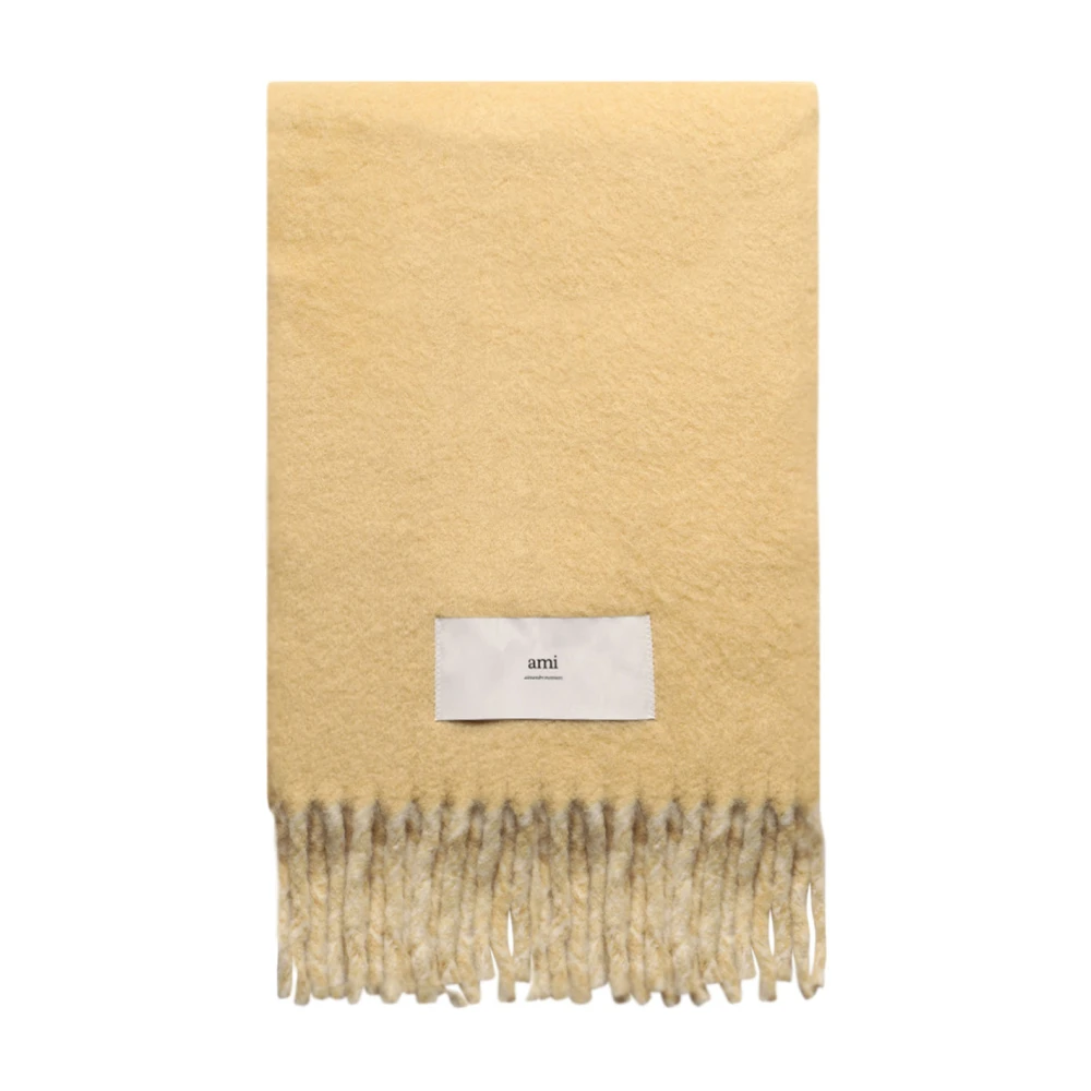 Ami Paris Oversized Sjaal van Alpaca-mix Zandkleur Beige Unisex