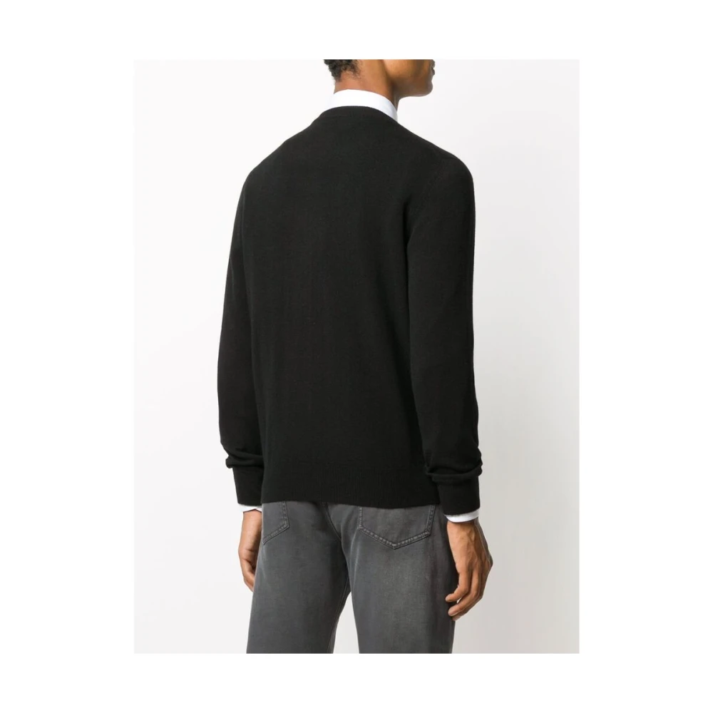 BRUNELLO CUCINELLI Zwarte Kasjmier Gebreide Trui Ronde Hals Black Heren