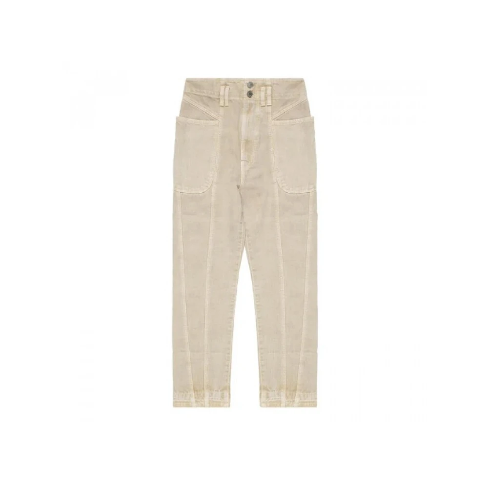 Isabel Marant Étoile Katoenen Straight Leg Jeans Ritssluiting Beige Dames