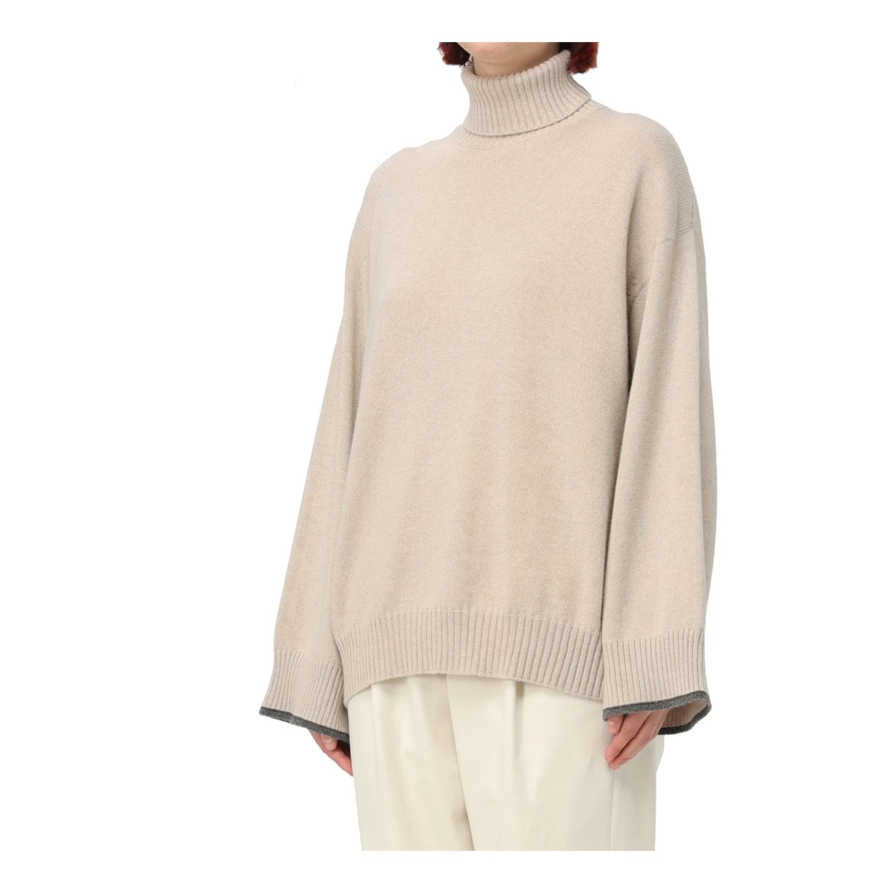 BRUNELLO CUCINELLI Beige Kasjmiertrui Elegante Stijl Beige Dames