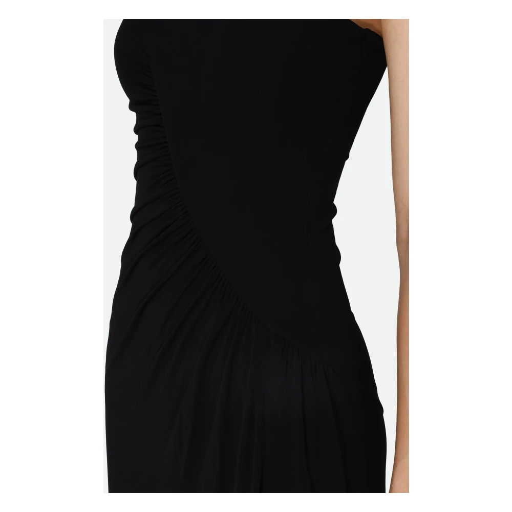 pinko Zwarte Asymmetrische Jurk met Dunne Bandjes Black Dames
