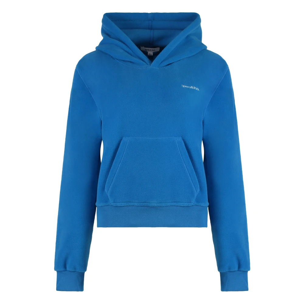 Sporty & Rich Geribbelde Hoodie Polyester Stijl Blue Dames