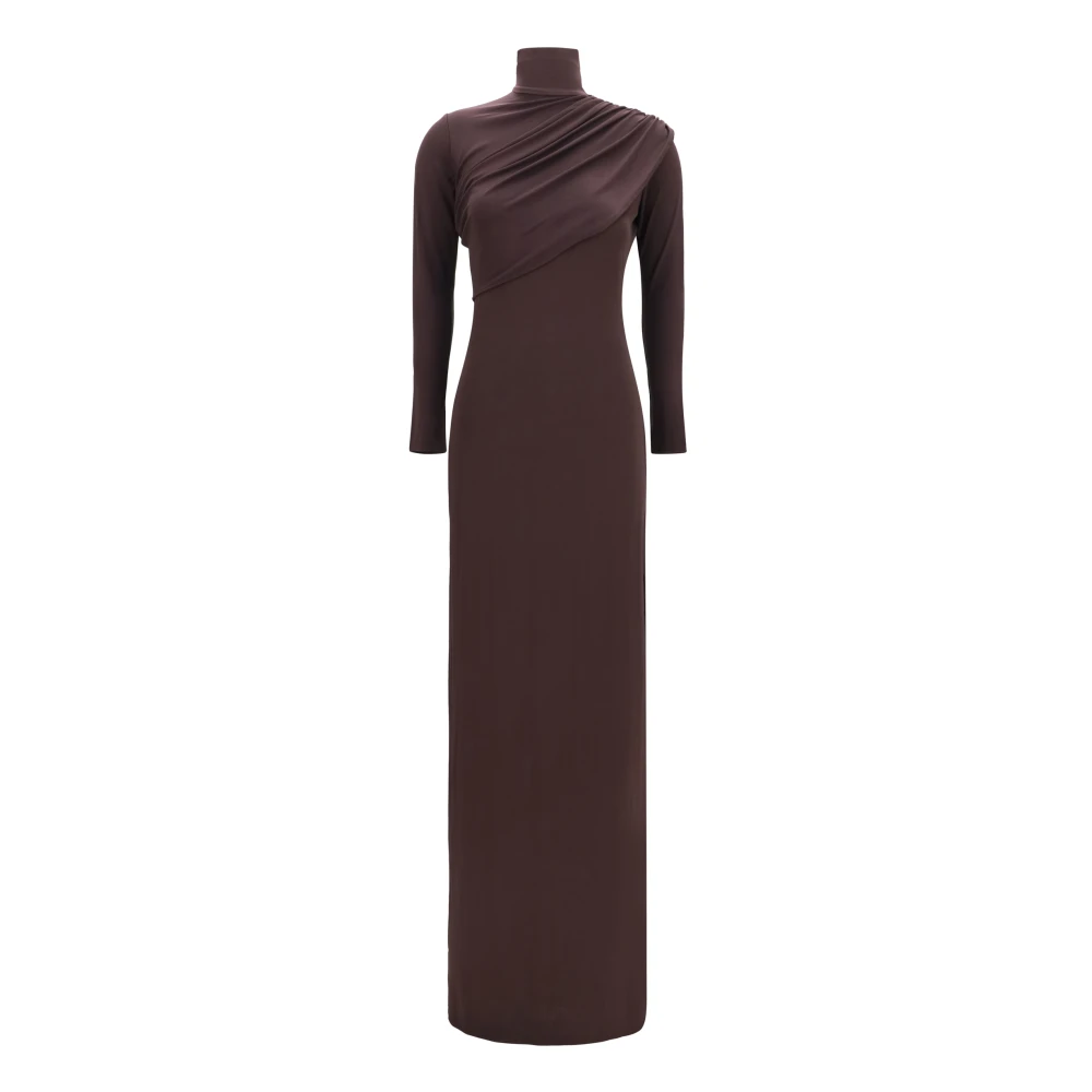 Courrèges Donna Marrone - Abito In Jersey Con Collo Alto E Drappeggio - Dresses - S