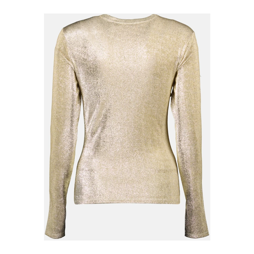 Paco Rabanne Metallic Gouden Gedrapeerde Top Yellow Dames