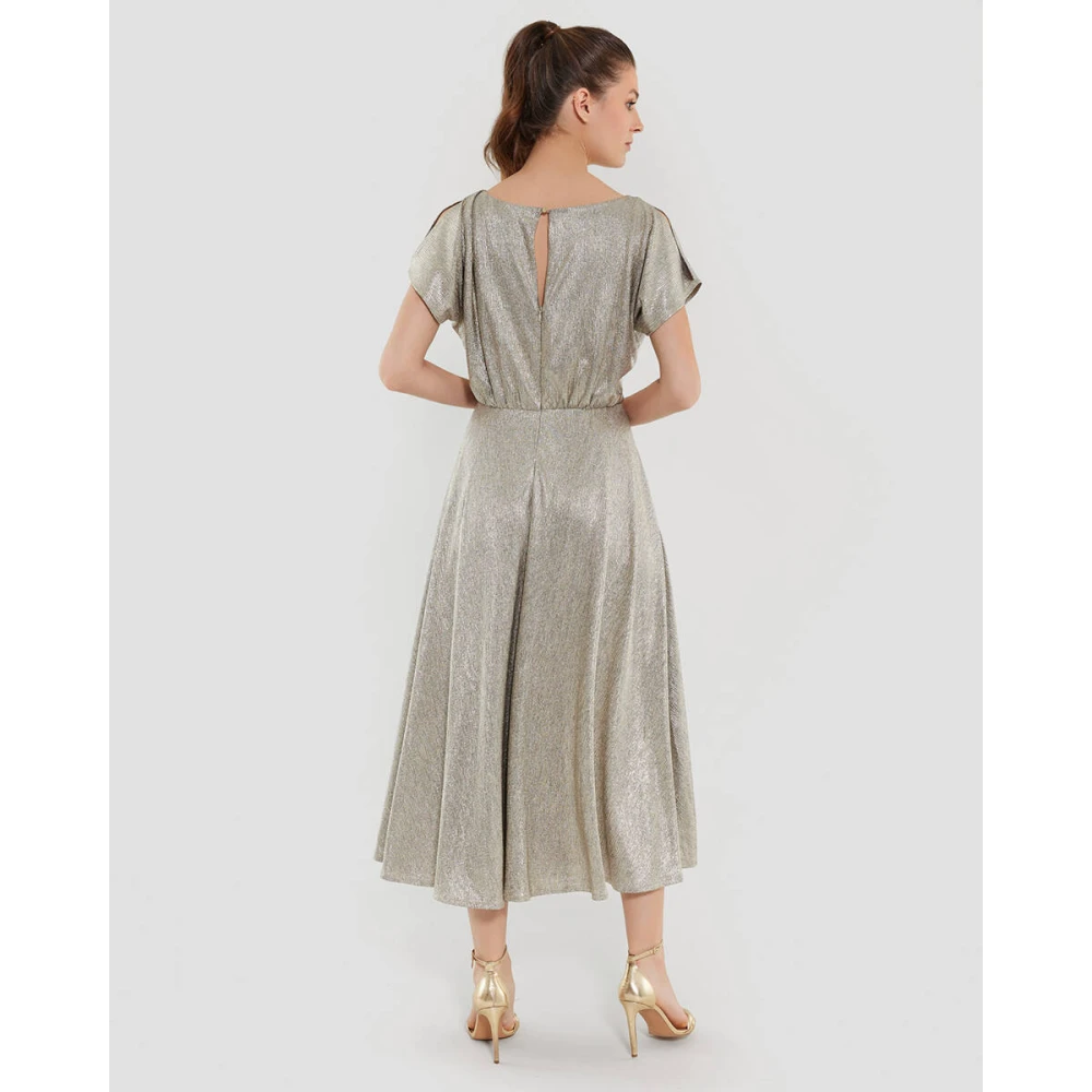 Swing Folie Jersey Midi Jurk Yellow Dames