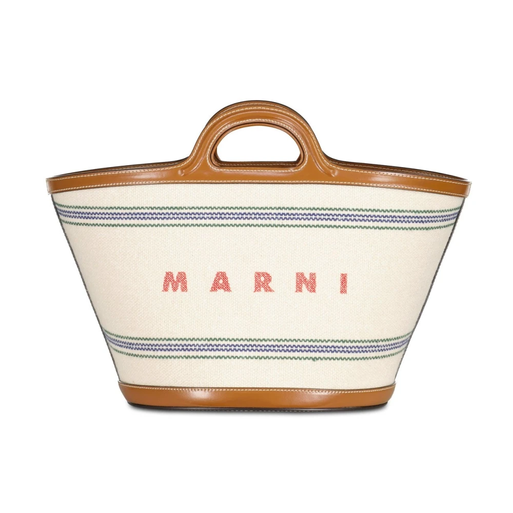 Marni Tropicalia Schoudertas met Logo Beige Dames