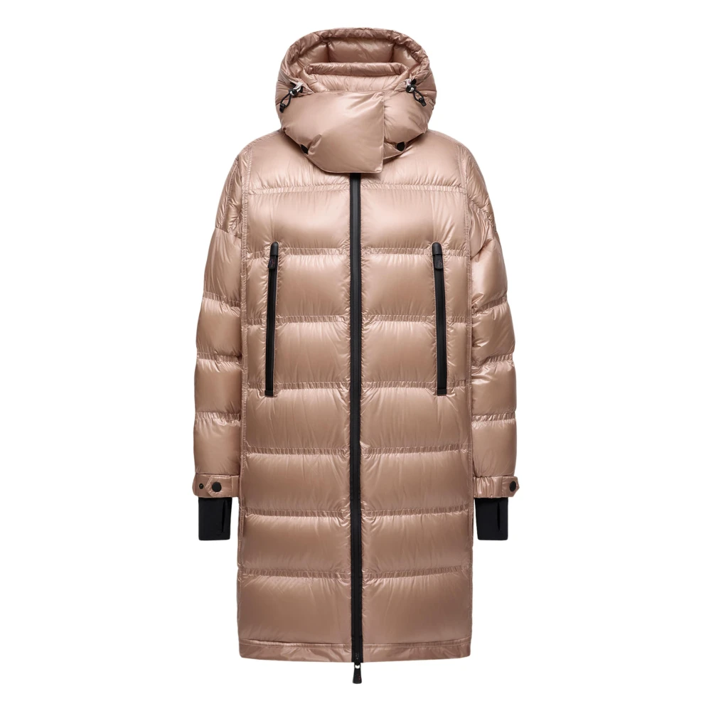Moncler Pink Parkas, Female, M, Rochelairs Long Down Jacket