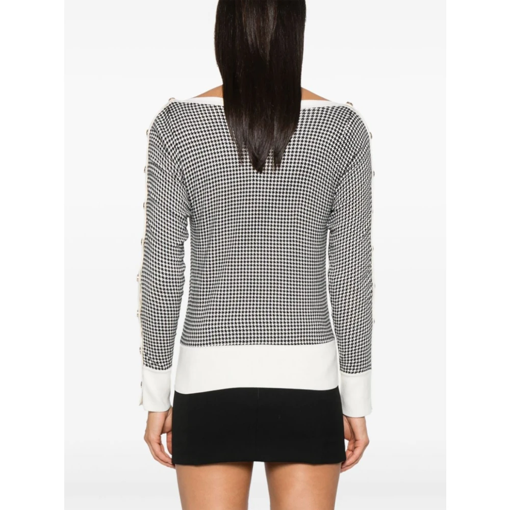 Blugirl Houndstooth Gebreide Trui met Bloemdetail Gray Dames