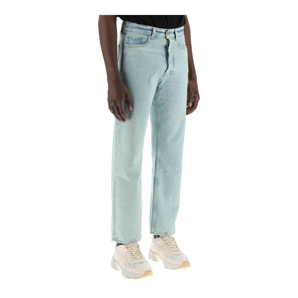 Palm Angels Geborduurde Logo Denim Straight Jeans Blue Heren