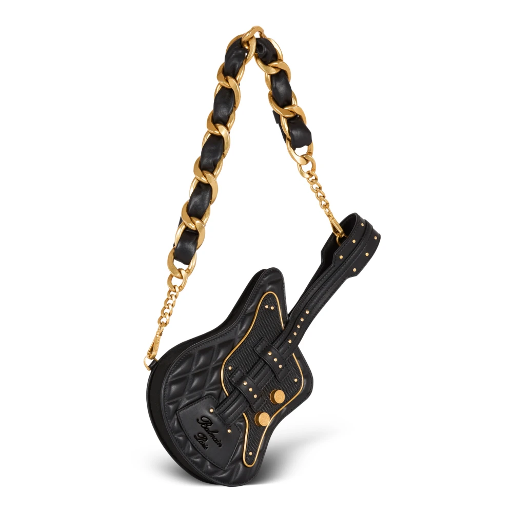Balmain Gitaar gewatteerde kalfsleren tas Black Dames