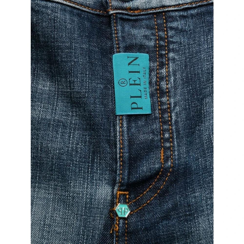 Philipp Plein Blauwe Skinny Fit Denim Broek Blue Heren