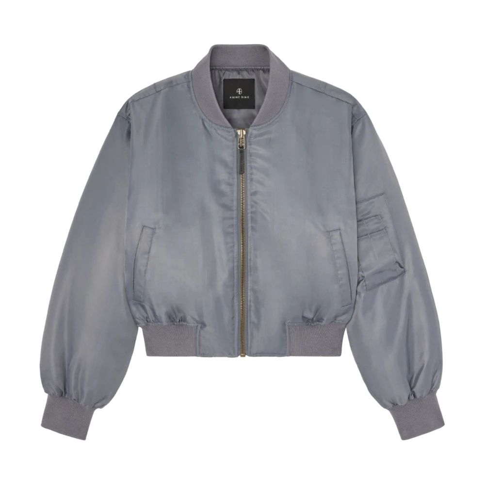 Anine Bing Women's Gray Cropped Leon Bomber - Bomber Jackets - L - Jackets