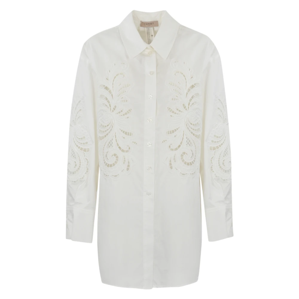 Twinset Witte Katoenen Popeline Overhemd Lange Mouw White Dames