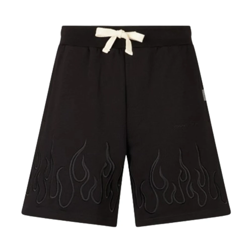 Vision OF Super Zwarte Shorts met Geborduurde Zwarte Vlammen Black Heren