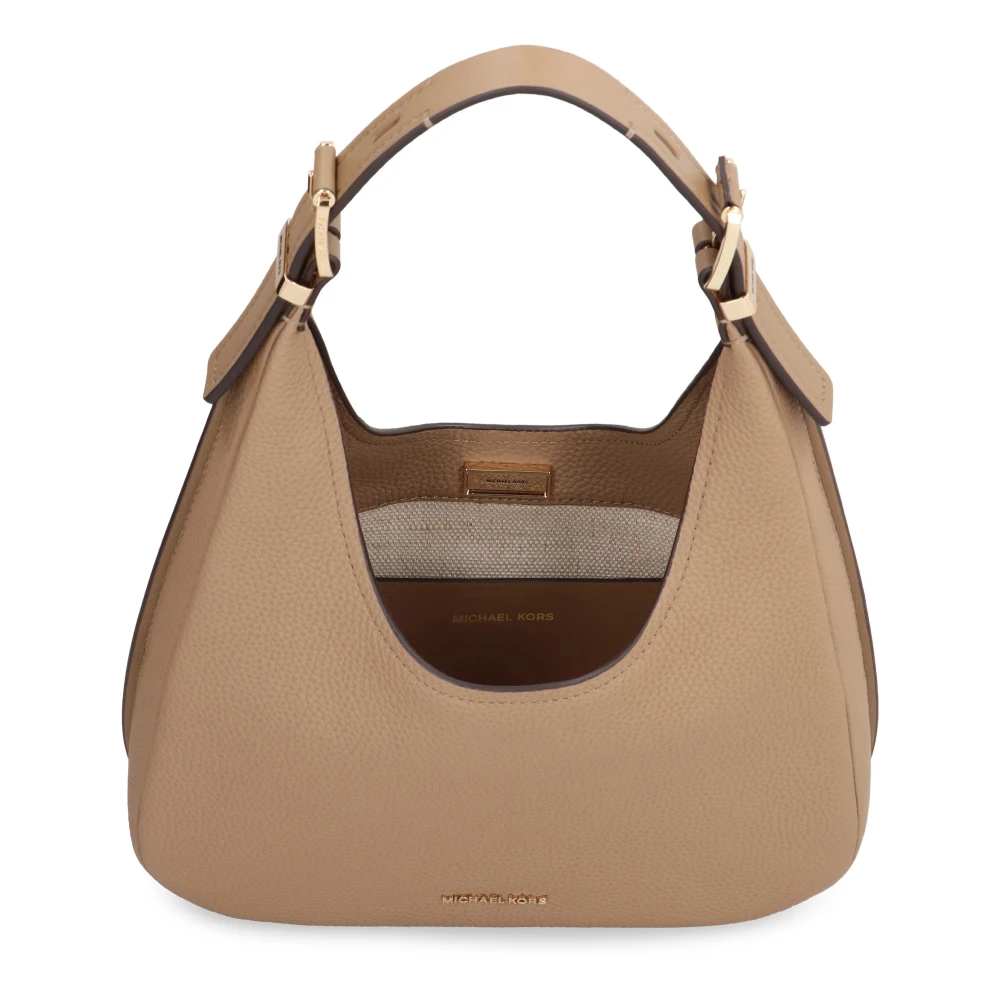 Michael Kors Nolita Kleine Hoboschoudertas van Gestikt Leder Beige Dames