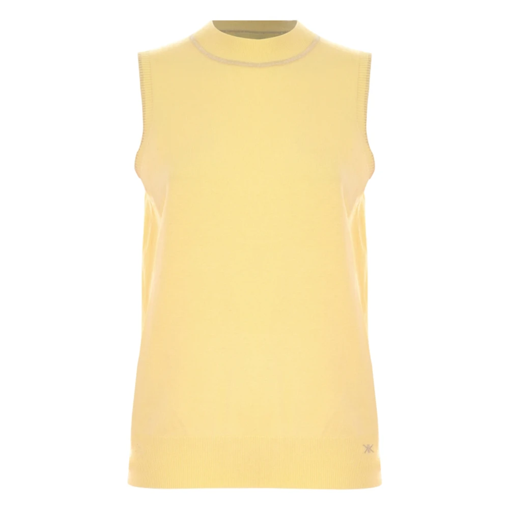 Kocca Ribbad Hög Hals Tank Top Yellow, Dam