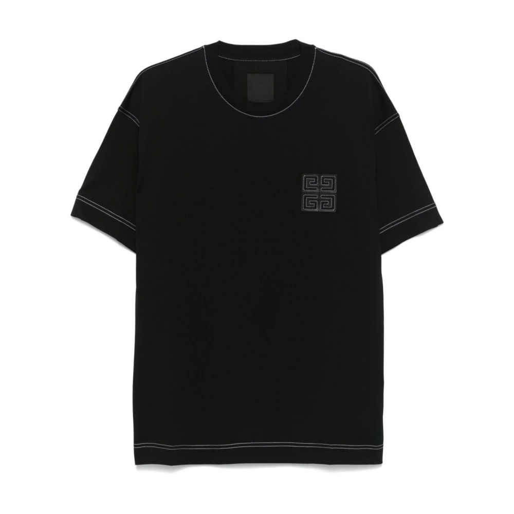 Givenchy Zwart jersey T-shirt met logo patch Black Heren