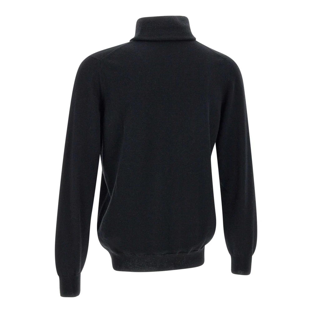 Kangra Zwarte Merinowol Coltrui Trui Black Heren