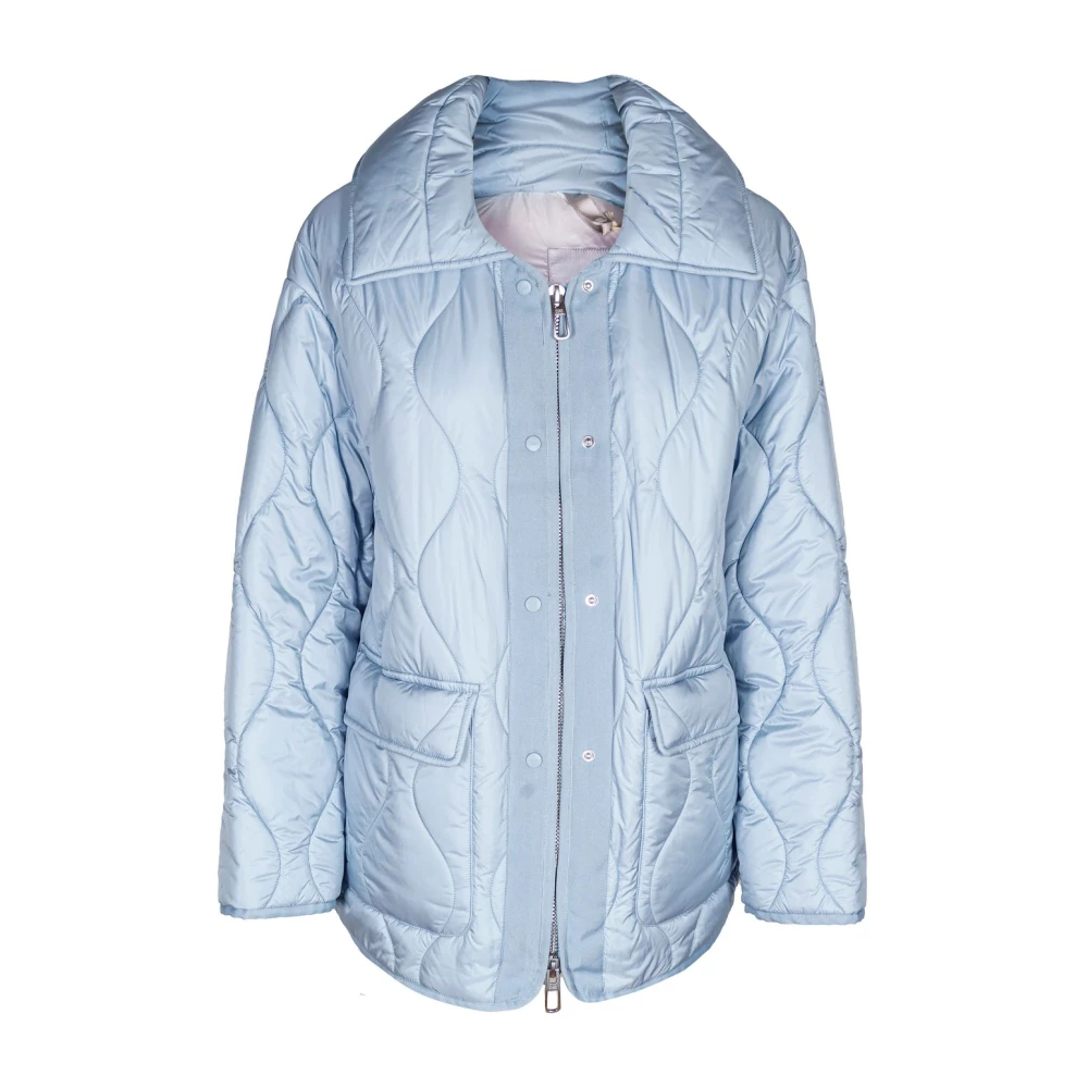 Duno Gewatteerd kort jack met overhemdkraag Blue Dames