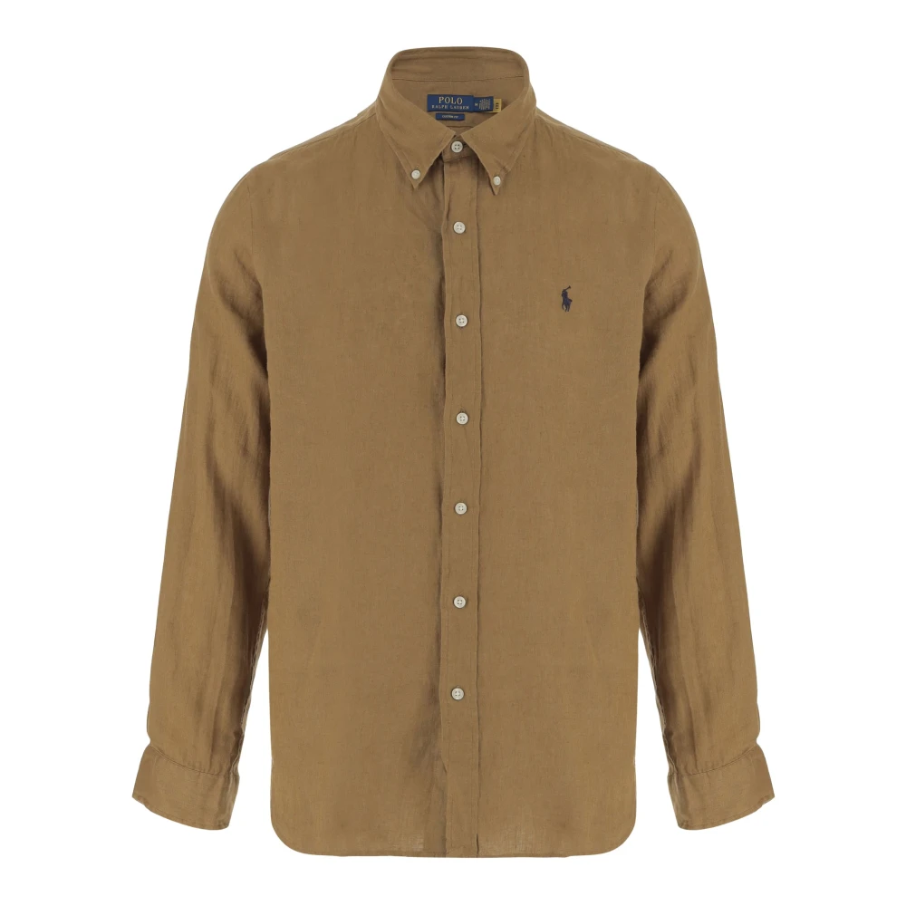 Polo Ralph Lauren Linnen Logo Overhemd Bruin Brown Heren