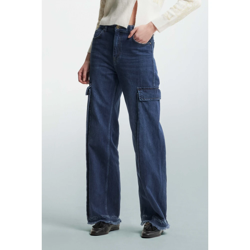 Kocca Stone-washed wijde broek met grote zakken Blue Dames