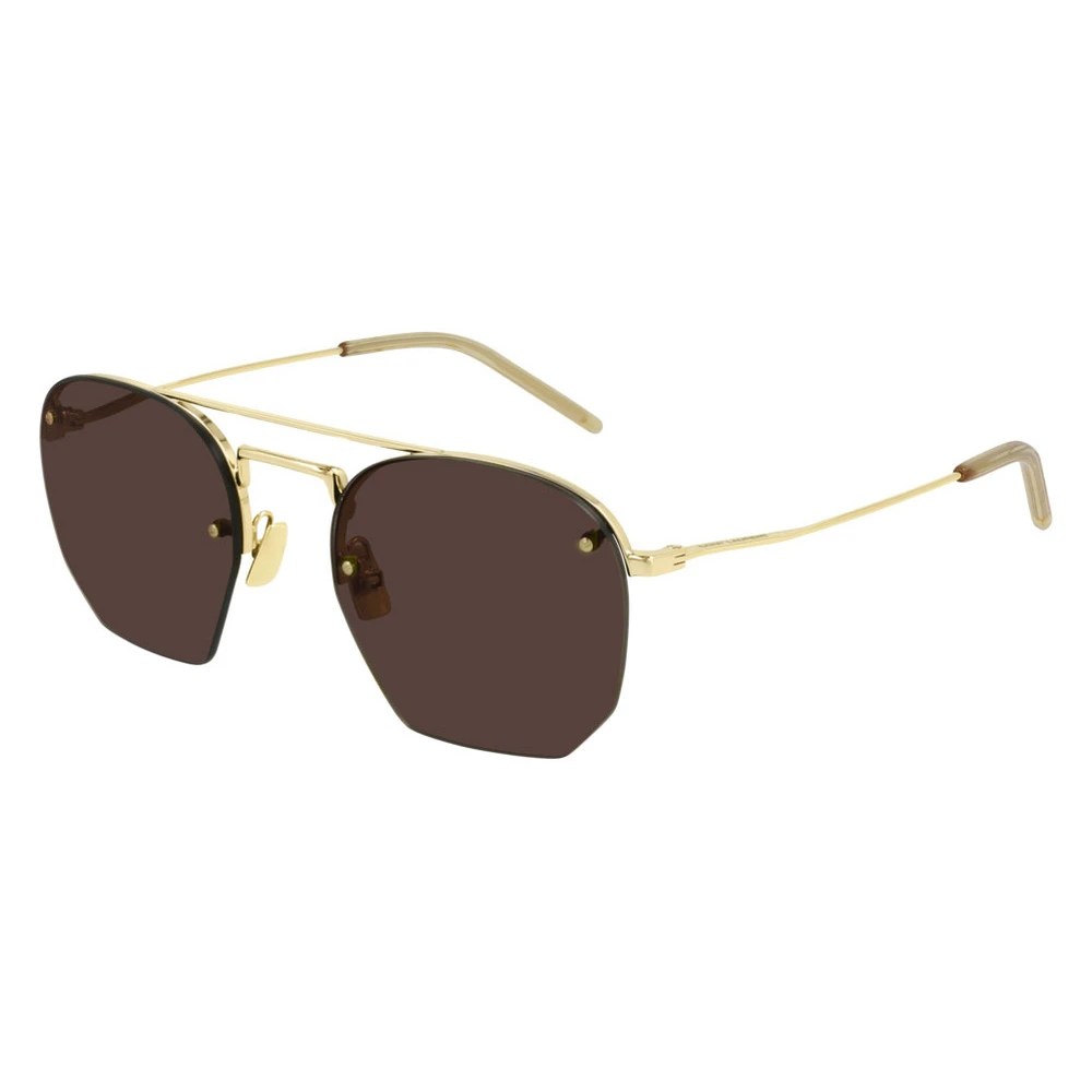 Saint Laurent Men's Brown/Gold Classic Aviator Sunglasses Sl 422