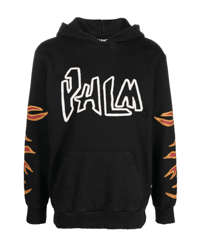 black-flame-print-cotton-hoodie