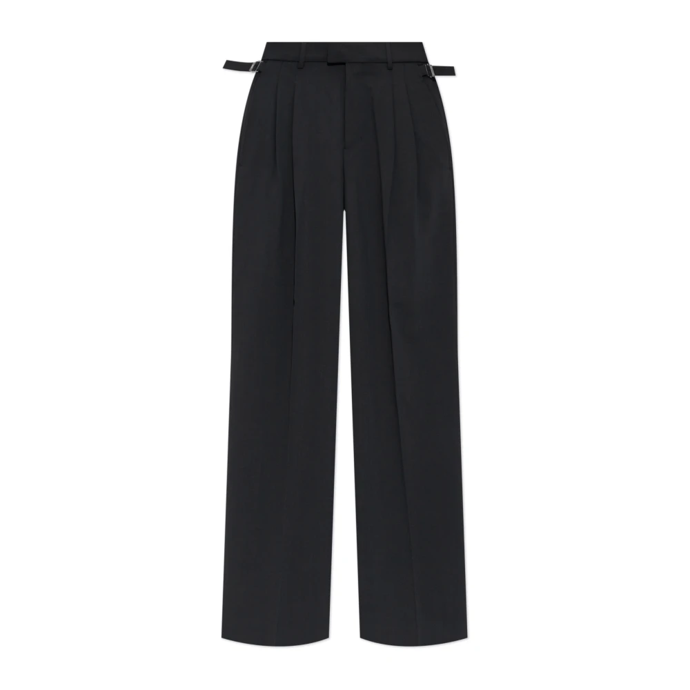 Ami Paris Women's Black Wide Trousers, Xs, Wool Trousers