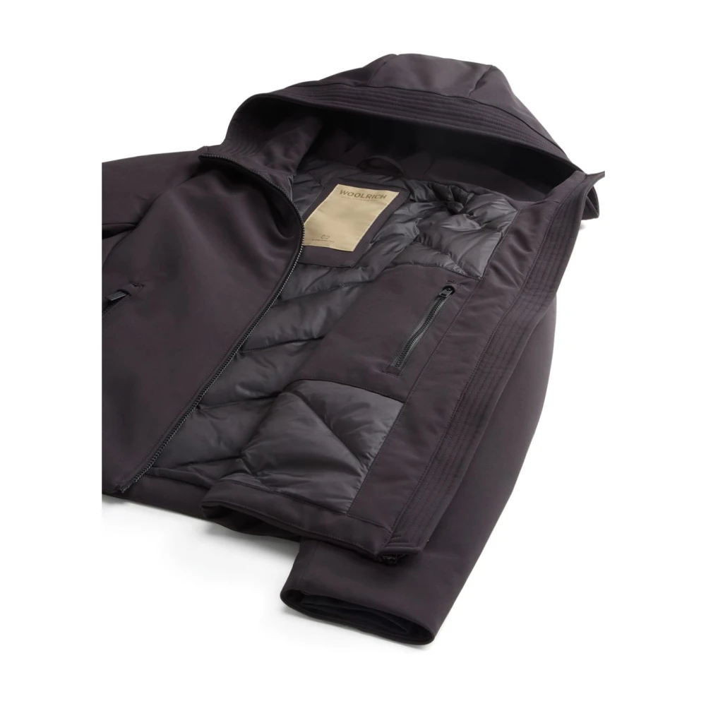 Woolrich Zwarte Softshell Hooded Winterjas Black Dames