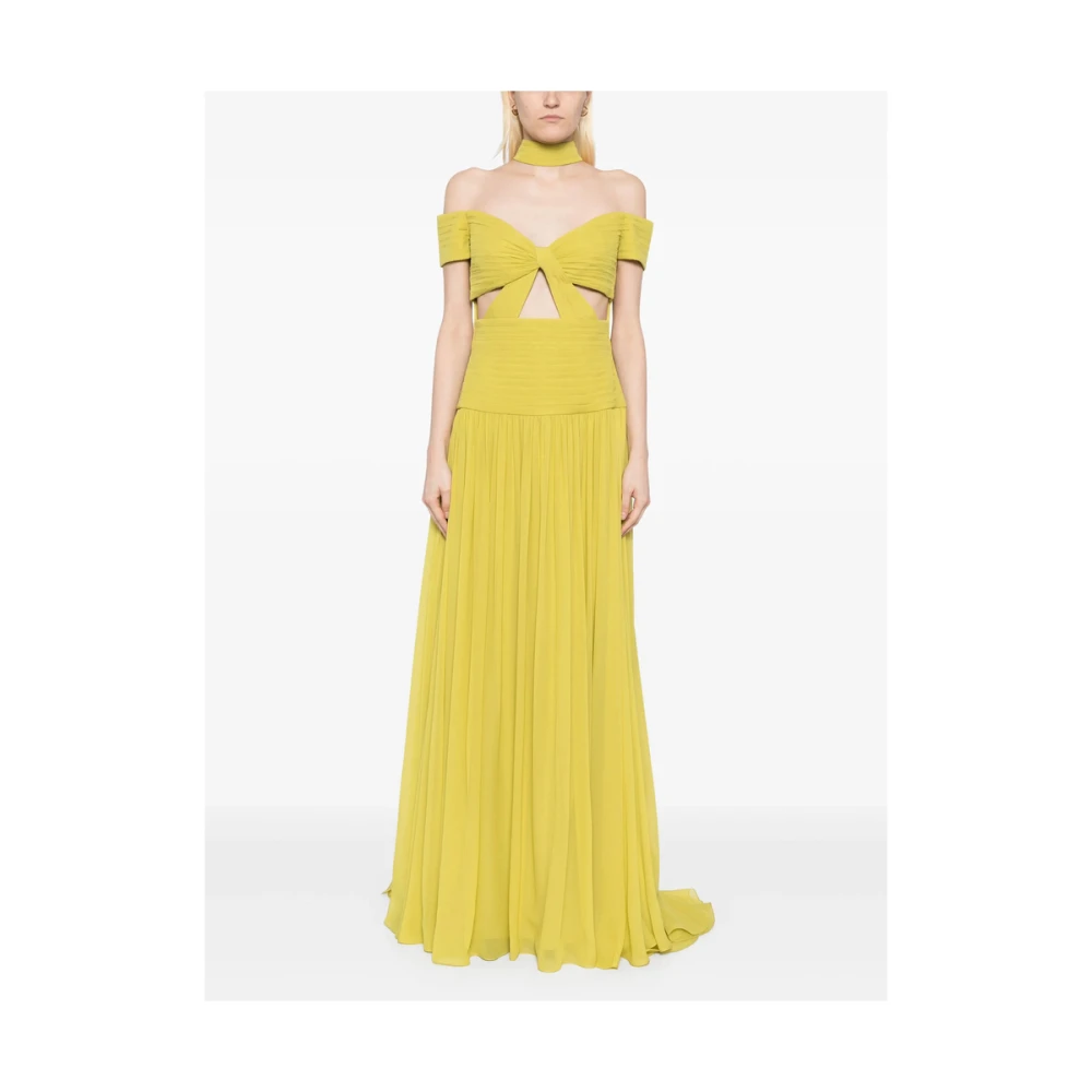 Elie Saab Lichtgroene Sweetheart Neck Jurk Yellow Dames