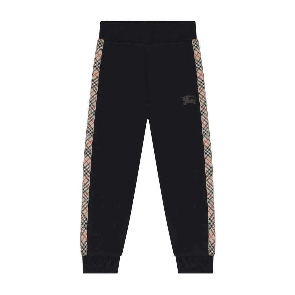 Burberry Unisex Kids Black Sweatpants, 14 Y, Jackson Check-Tape Jog Trousers