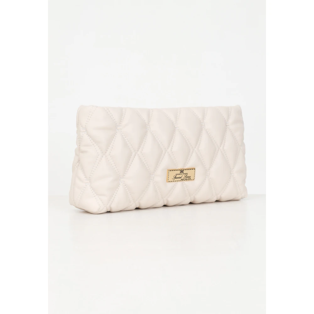 Elisabetta Franchi Geëmbosseerde witte clutch handtas herfst winter Beige Dames
