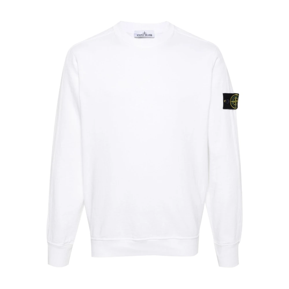 Stone Island Katoenen sweatshirt met logo-badge White Heren